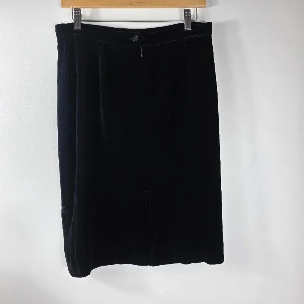 Ralph Lauren‎ Black Velvet Midi Skirt Purple Label  12